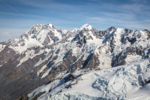 Aerial morning view of Aoraki / Mount Cook, Southern Alps, South Island, New Zealand - SCP Stock