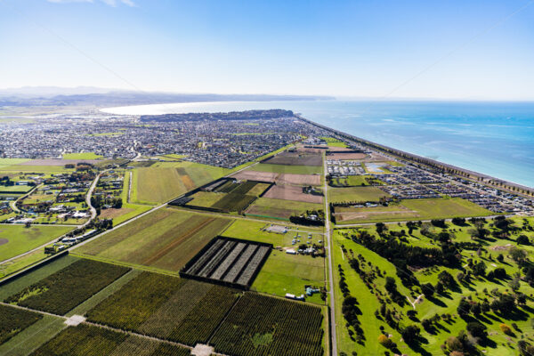 Aerial view looking towards Napier from Awatoto, Napier, Hawke's Bay ...