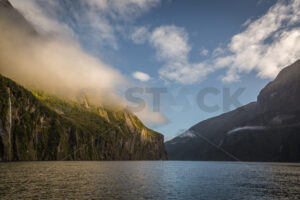 Blue Sky Morning at Milford Sound, Fiordland, New Zealand - SCP Stock