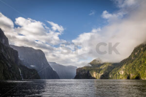 Blue Sky Morning at Milford Sound, Fiordland, New Zealand - SCP Stock