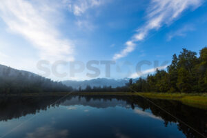 Lake Matheson in the morning, Fox Glacier, South Westland - SCP Stock