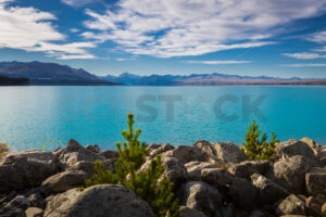 Lake Pukaki with Aoraki / Mount Cook in the distance, Mackenzie Region, South Island, New Zealand - SCP Stock