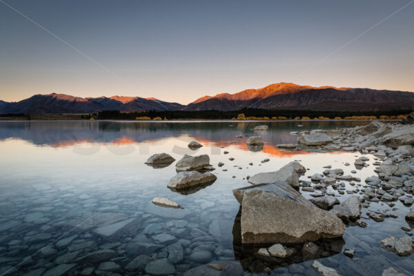 Last light on Mount Dobson, Lake Tekapo, Mackenzie region, South Island, New Zealand - SCP Stock