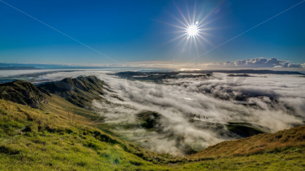 Low cloud over the Tukituki valley, as seen from Te Mata Peak, Hawke’s Bay, New Zealand - SCP Stock