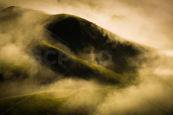 Mist over the landscape, Hawke’s Bay, New Zealand - SCP Stock