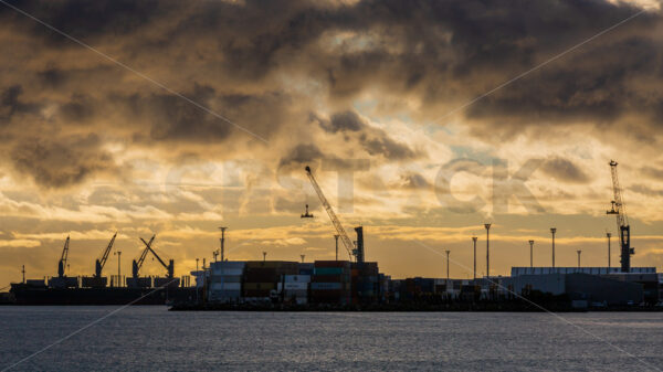 Napier Port at Sunrise, Napier, Hawke’s Bay, New Zealand - SCP Stock