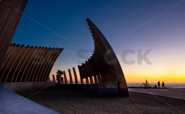 Napier’s Whale Bone sculpture, The Reef Garden, Napier, Hawke’s Bay, New Zealand - SCP Stock