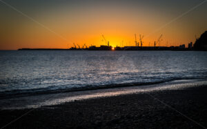 Port of Napier at Sunrise, Napier, New Zealand - SCP Stock