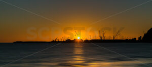 Port of Napier at sunrise, Napier, New Zealand - SCP Stock