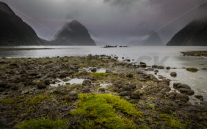 Stormy Skies at Mitre Peak, Milford Sound, Fiordland, New Zealand - SCP Stock