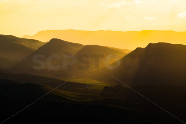 Sun rays on the Hawke’s Bay landscape, New Zealand - SCP Stock