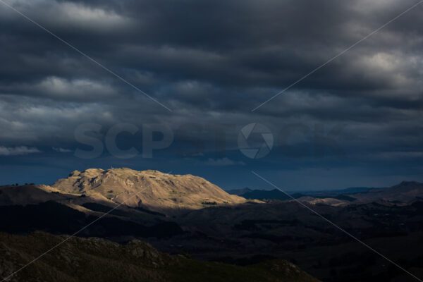 Sunlight on the sacred mountain, Mount Kahuranaki, Hawke’s Bay, New Zealand - SCP Stock