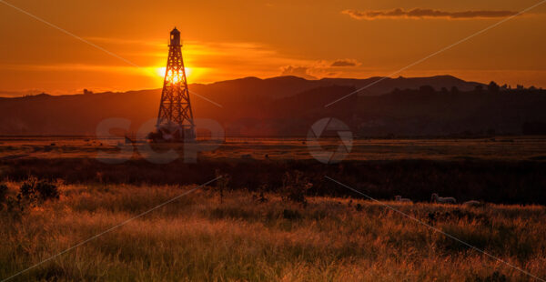 Sunset at the Beacons, Westshore, Napier, Hawke’s Bay, New Zealand - SCP Stock