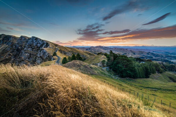 Te Mata Peak looking towards Mount erin at sunset, Hawke’s Bay, New Zealand - SCP Stock