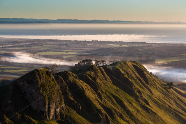 The far end of Te Mata Peak looking towards the Pacific Ocean, Hawke’s Bay, New Zealand - SCP Stock