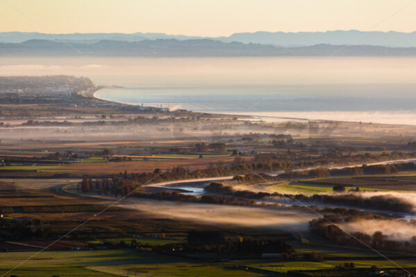 The view from Te Mata Peak looking towards Awatoto and Napier, Hawke’s Bay, New Zealand - SCP Stock