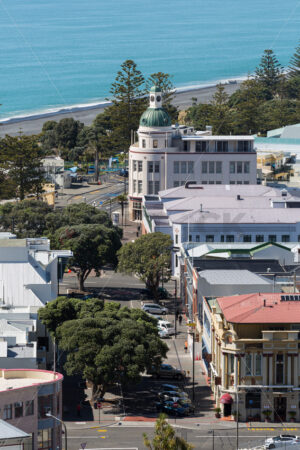 Aerial view of Napier CBD, Napier, Hawke’s Bay, New Zealand - SCP Stock