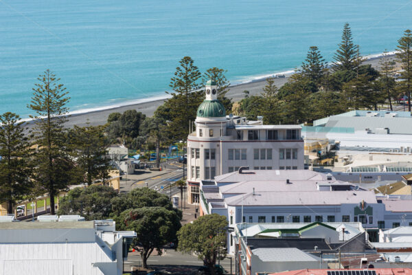 Aerial view of Napier CBD, Napier, Hawke’s Bay, New Zealand - SCP Stock