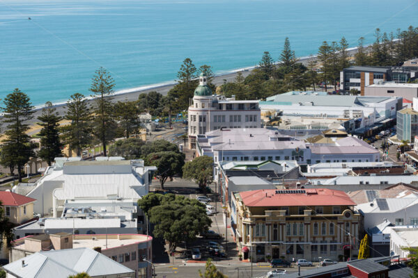 Aerial view of Napier CBD, Napier, Hawke’s Bay, New Zealand - SCP Stock