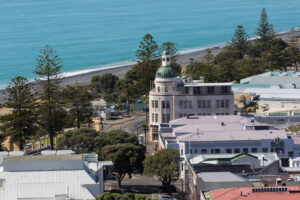 Aerial view of Napier CBD, Napier, Hawke’s Bay, New Zealand - SCP Stock