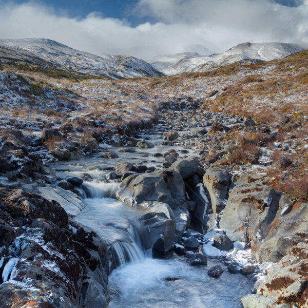 A waterfall at the Taranaki Falls Track, Tongariro National Park, North Island, New Zealand - SCP Stock