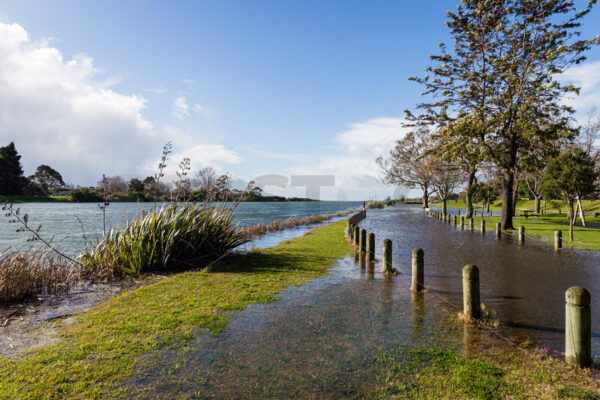 Flooding at the Evers Swindel Reserve, Clive River, Clive, Hastings, Hawke’s Bay, New Zealand - SCP Stock