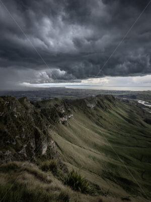 A Storm front Passes over Te Mata Peak (Te Mata o Rongokako), Hawke’s Bay, New Zealand - SCP Stock