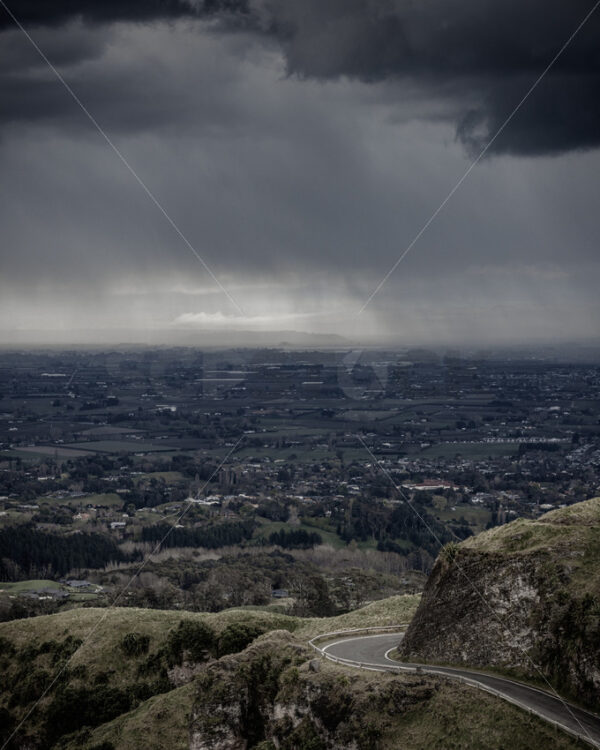 A Storm front Passes over Te Mata Peak (Te Mata o Rongokako), Hawke’s Bay, New Zealand - SCP Stock